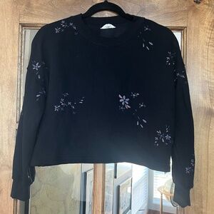 Splendid Love Me Floral Embroidered Sweatshirt